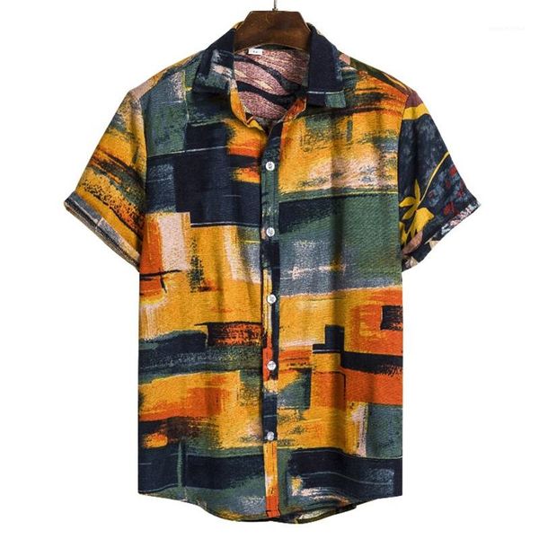 

designer shirts fashion short sleeve single breasted mens designer shirts casual males clothing digital print mens, White;black