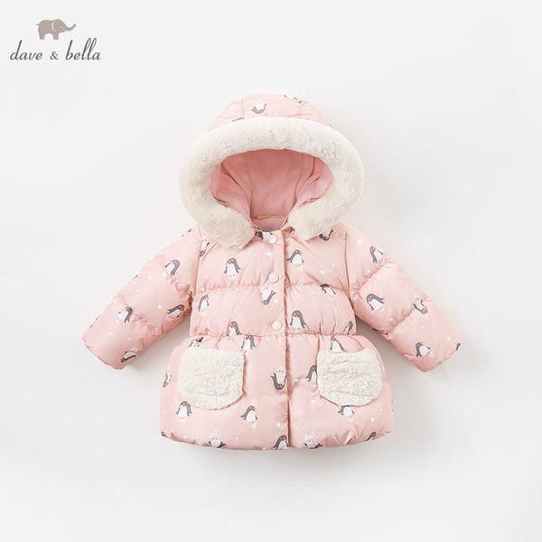 

dbm9202 dave bella girls down jacket baby winter penguin print lolita down coat children hooded outerwear kids boutique coat, Blue;gray