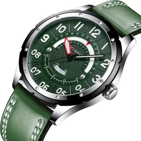 

curren повседневный бизнес кожаный ремешок часы для мужчин люксовый бренд военные зеленые часы мужские кварцевые наручные часы мужской кален, Slivery;brown