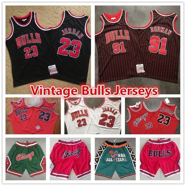 

23 mens red throwback authentic vintage chicago nba bulls jersey 33 scottie pippen shorts 91 dennis rodman basketball jerseys, Black;red