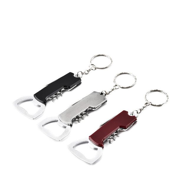 

portable key ring bottle opener stainless steel corkscrew knife pulltap double hinged beer wine bottle opener kitchen bar tool vt1766