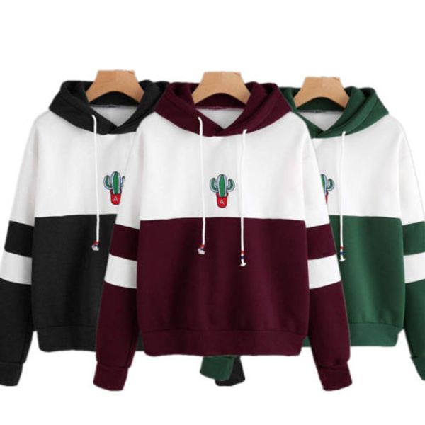 

woman hoodie women clothes new women hoodies sweatshirt cactus print ladies pullover long sleeve casual jumper linen hooded, Black