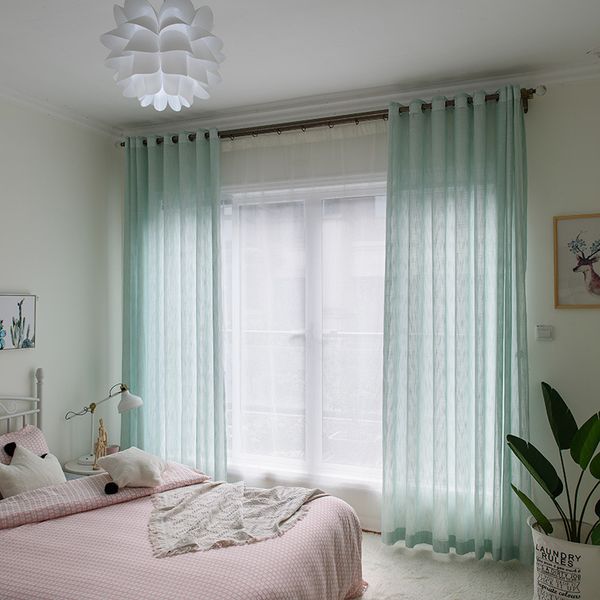 

yarn slub small pure and fresh and green tulles for living dining room bedroom