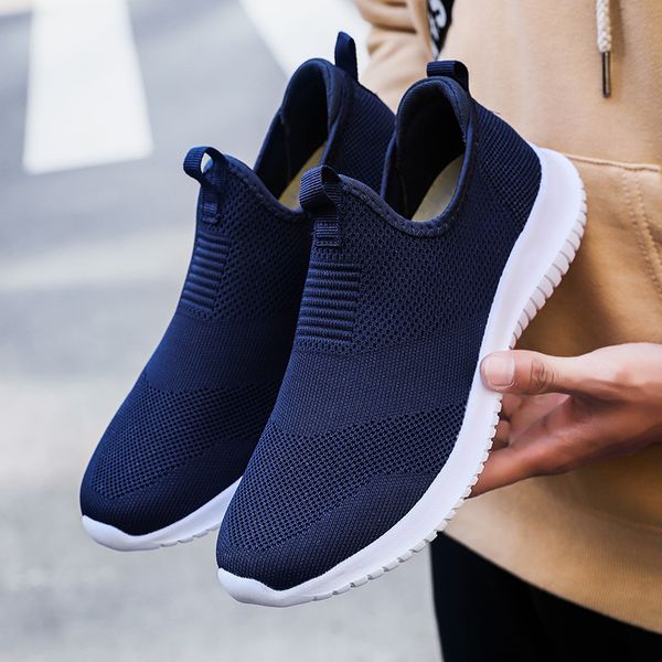 Laceless mulheres moda mens tênis branco preto azul marinho homens formadores deslizamento sobre esportes tênis de marca Homemade Made in China