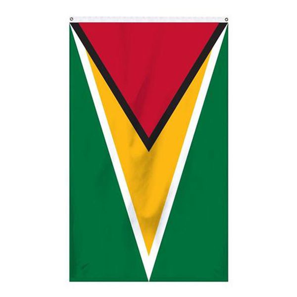 Guyana-Flagge 3 x 5, National 90 % Anschnitt, 68D-Siebdruck, zum Aufhängen aller Länder, vom professionellen Hersteller von Flaggen und Bannern