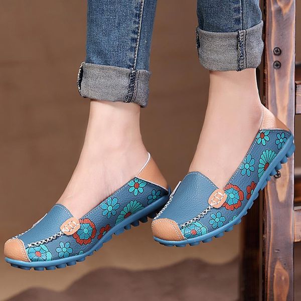 

2020 sneakers women flat shoes flower printed casual shoes woman 2019 slip-on breathable genuine leather flats female loafers, Black