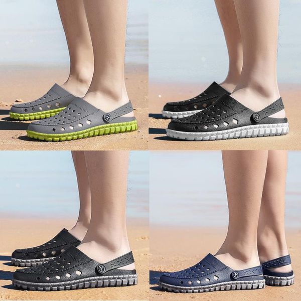 

new arrival men's shoes sandals and slippers summer air breathable wading shoes outdoor wear non-slip hole shoes garden sandals, Black