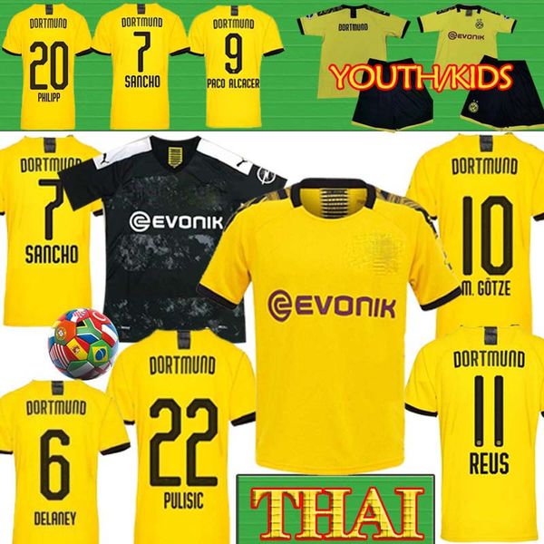 

Thai 19 20 Borussia dortmund soccer jersey HAZARD 2019 2020 football Shirt SANCHO REUS HUMMELS BRANDT PACO DELANEY men + kids kit