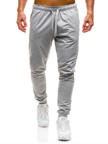 

dropshipping men joggers elastic waist long trousers 2018 brand fashion casual solid color fitness workout sweatpants blue red for men, Black