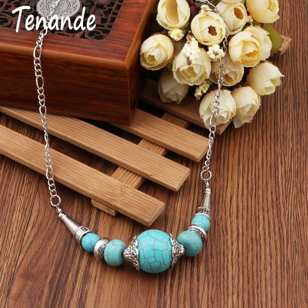 

tenande maxi bohemian natural stone beads triangles ball necklaces & pendants for women new fashion night club jewelry collier, Golden;silver