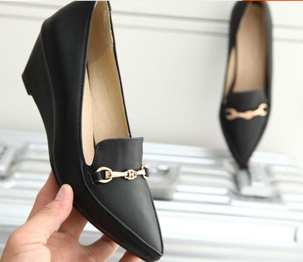 

women's shoes in spring and autumn slope heel pointed end @ui23, Black
