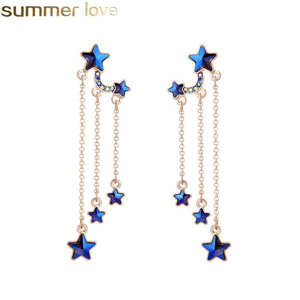 

blue star tassel earrings: delicate vintage drops for elegant women, Silver