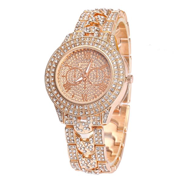 

2018 new colorful diamond watch women round full diamond bracelet watch luxury ladies analog quartz movement wrist watches, Slivery;brown