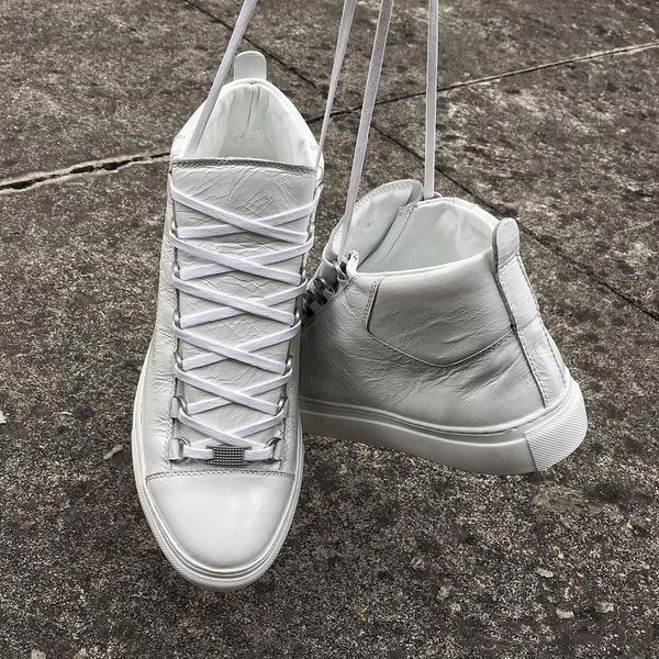 

лучшее качество издание высокого топ арена кроссовки kanye west натуральная кожа повседневная ходьба франция стиль дизайнер тренеры квартиры, Black