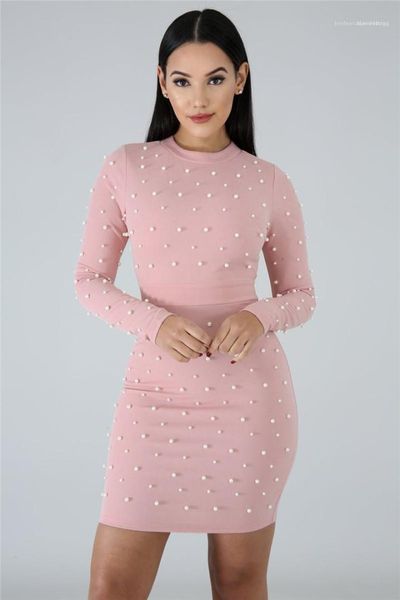 

bead nail bead bodycon dresses skinny solid color long sleeve ladies dresses designer summer womens dress bubble, Black;gray