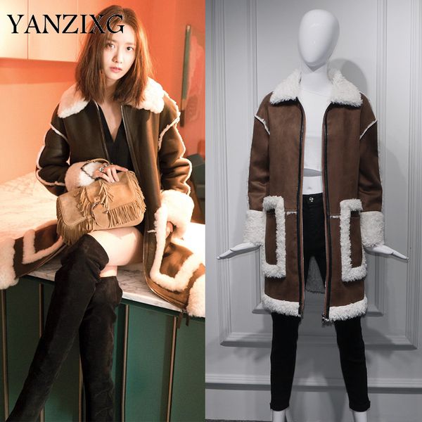 

2019 new autumn and winter fashion women coats turn-down collar fur sleeves pu velvet skin zippers cotton padded coat l839, Black