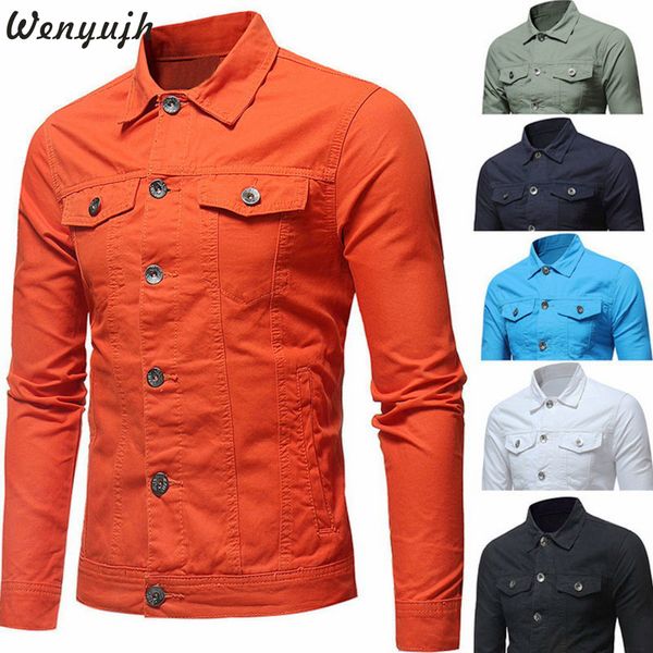 

wenyujh тавра осени способа мужчины тонкий куртки людей вскользь джинсовая куртка отложной воротник однобортный твердые джинсы куртки top, Black;brown