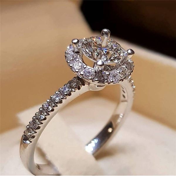 

vagzeb 1.25 carat round cut cubic zircon engagement rings silver color wedding jewelry for women, Slivery;golden