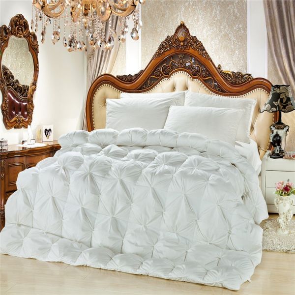 95 White Duck Down Comforter Pink White Solid Duck Feather Thick
