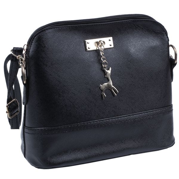 

female fawn pendant shoulder messenger bag (black