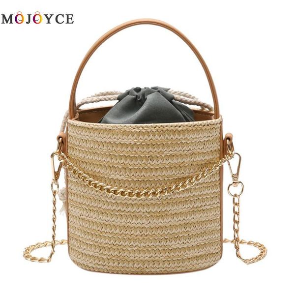 

богемный стиль crossbody сумки солома плетение лето пляж ковш сумка женщин цепи top handle bag