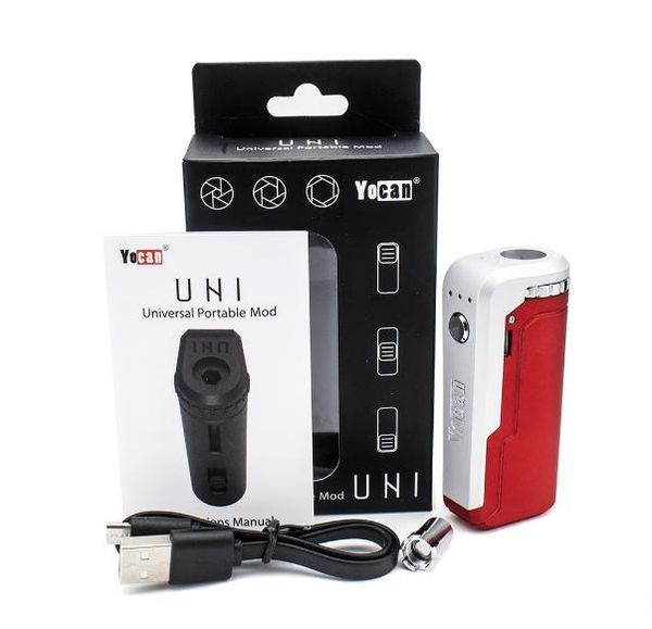 

100 original yocan uni box mod 650mah preheat vv variable voltage battery with magnetic 510 adapter for thick oil cartridge authentic