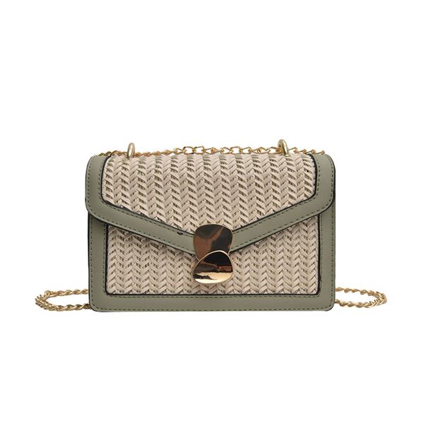 

new elegant shoulder bag women wild simple messenger bag for girls grass weaving small square summer shoulder chain k613