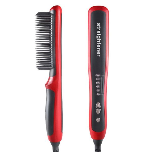 

new hair beard straightener styler comb ceramic massage straightening irons electric multifunctional brush styling machine, Silver