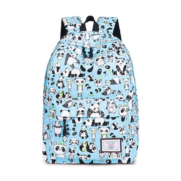 

new style backpack women's cute panda printed backpack canvas large capacity travel schoolbag