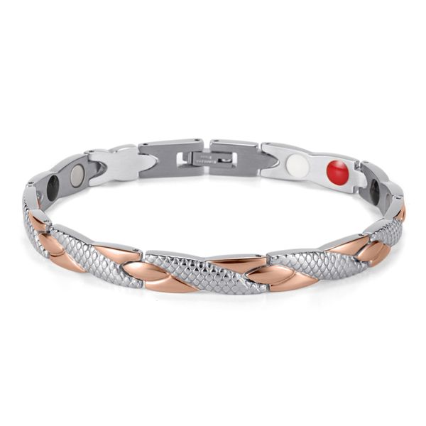 

rainso 2019 new fashion stainless steel magnetic bracelets & bangles health healing bio energy charm bracelet for women, Black