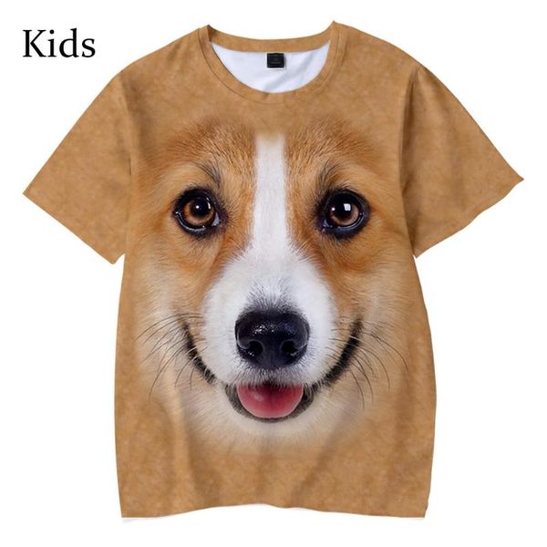 

kawaii kids animal 3d t-shirt summer fashion dog cartoon tees fashion casual 3d shirt boy girl short sleeve children tees, White;black