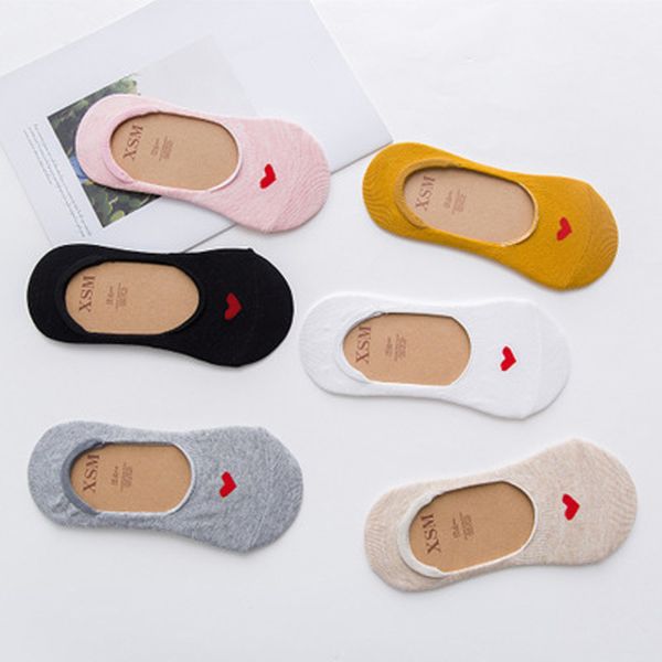 

fashion happy women boat socks summer autumn non-slip silicone invisible cotton socks ankle sock slippers meia, Black;white