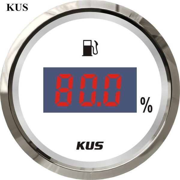 

52mm digital fuel level gauge fuel level meter 0-190ohm signal white faceplate for boat car