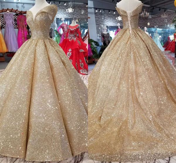 Арабский золото бальное платье Quinceanera платья выпускного вечера платье 2019 с плеча дорогие блестками кружева up вечерние платья вечернее платье