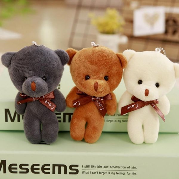 3pcs / Lot Mini Anahtarlıklar Oyuncak Ayı Peluş 12cm Sevimli Kahverengi Ortak Ayılar kolye Doll Hediyeler Doğum Düğün Dekor Anahtarlık