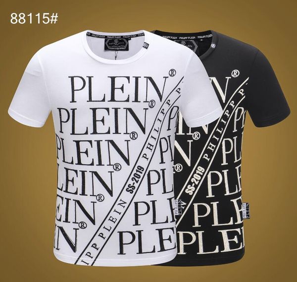

2019 printed phillip plain t-shirt fashion casual fitness cool o-neck men's bear t shirt summer short sleeve men clothing 3356, White;black