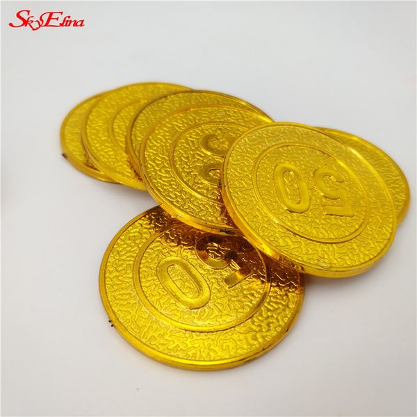 

50/100pcs 3.4cm plastic gold treasure coin captain pirate coin baby kids props decoration toys for boys 6zhh275-276