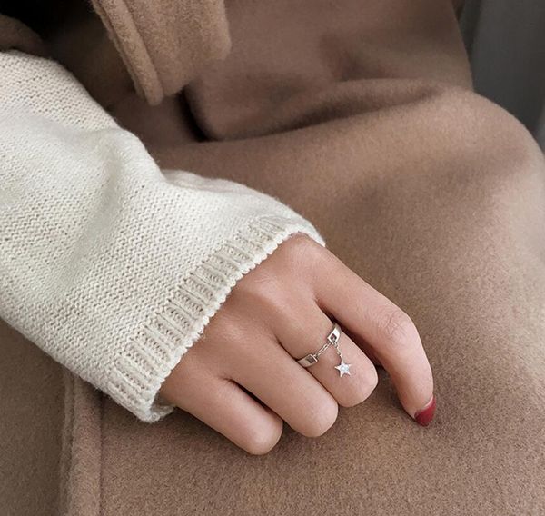 

jisensp симпатичные moon open кольца для женщин подарочной крошки star ring jewelry свадеб женских перстни bijoux 925 кристалла ringen, Slivery;golden