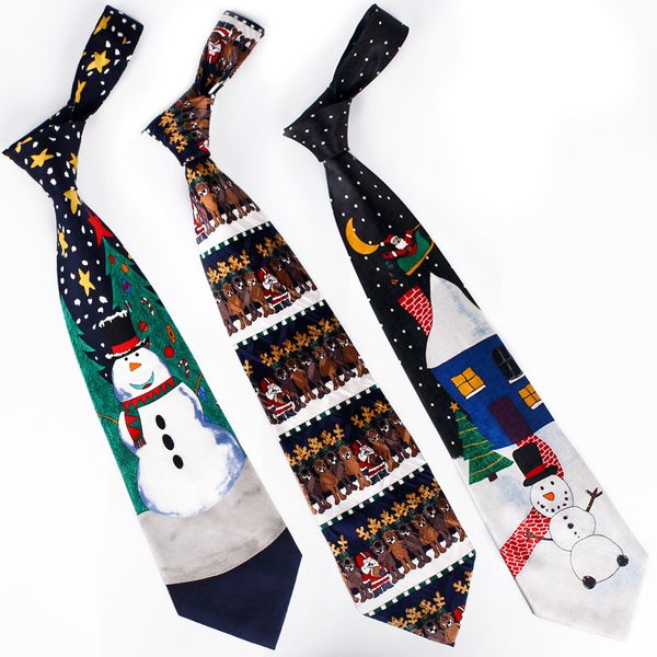

christmas neck tie men boy 2018 fashion christmas cartoon printing neckties for festival promotion, Blue;purple