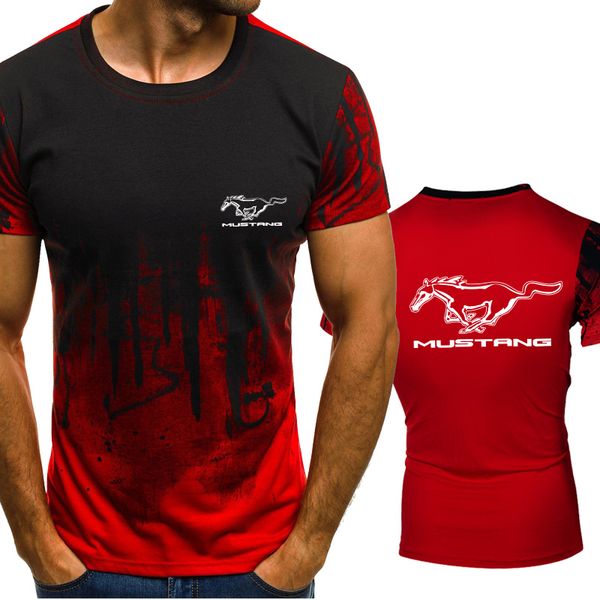 

Ford Mustang Gradient color T Shirt Мужчины Быстрая компрессия Дышащая Мужская О-Образным Вырезо