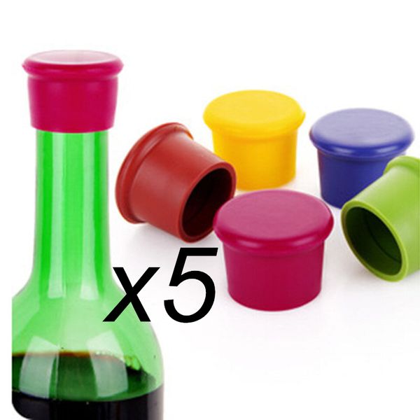

5 colors silicone wine sers leak wine bottle sealers for red wine and beer bottle caps with dhl shipping