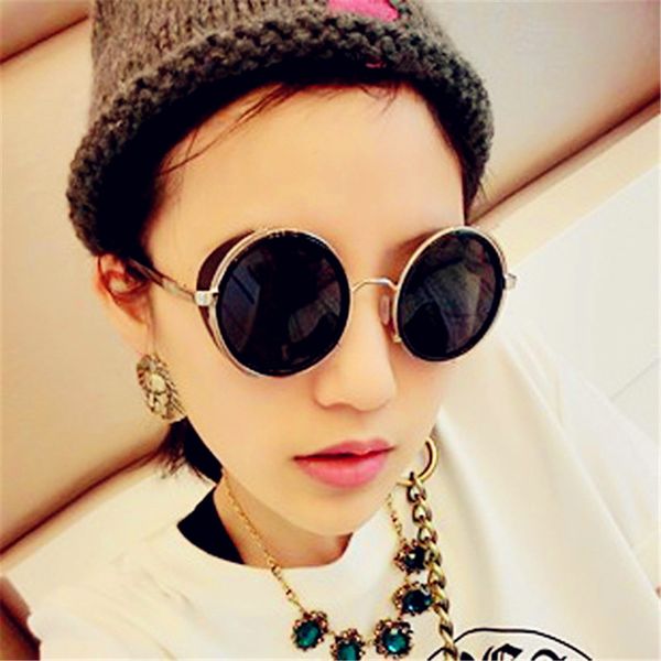 

curtain male female metal sun glasses gold vintage circle sunglasses feminine round sunglasses new women men alloy round okulary, White;black