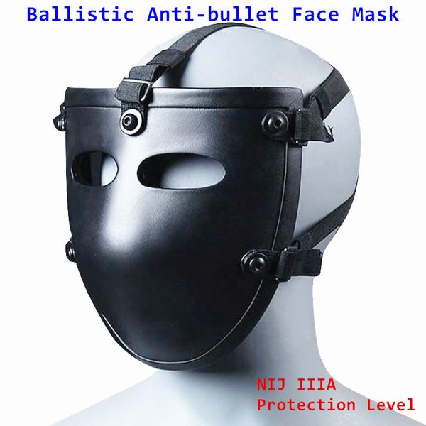 

professional threat level nij iiia aramid kevlar tactical bulletproof 3a iiia mask black half face ballistic mask visor