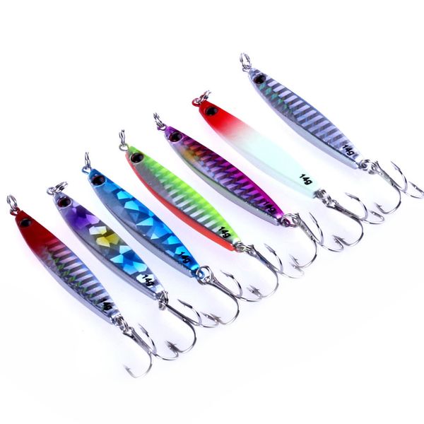

7pcs / set случайный цвет смешанный рыболовный крючок приманка saltwater minnow рыба приманка salmon bass форель искусственная приманка снас