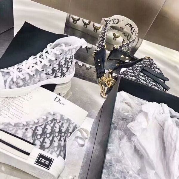 

2019 новая лимитированная серия обуви на заказ из белой ткани с принтом, модная мода, универсальные высокие и полуботинки, в оригинальной упаковке обуви b