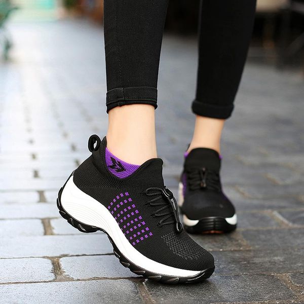 

large size women's platform sneakers sock trainers shoes womens running sneakers woman sport shoes sports woman black gym a563