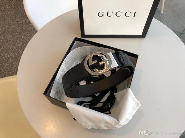 

fashion 4.0 cm width gold silver buckle canvas leather men belt with box belts women belts 473030 cwcwn 1070, Black;brown