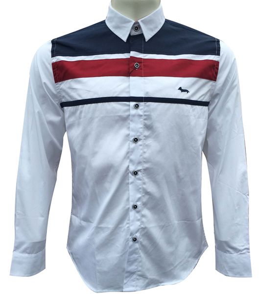 

italy brand harmont&blaine men fashion casual long sleeved chemise masculine male shirt male social business dress shirt for men clothing, White;black