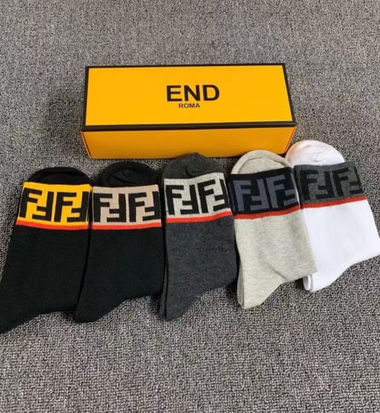 

f full letter socks new arrive box packed brand design socks sports lovers cotton socks, Black