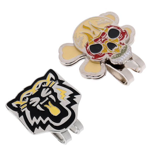 

2 pieces alloy stylish tiger skull magnetic golf ball marker clip on golf cap visor golf accessory gift
